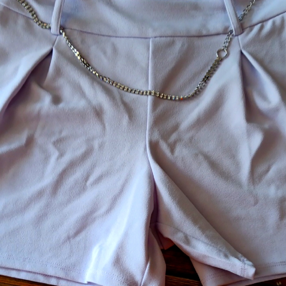 Blue Sol Lavender Women's Shorts with Chain Detail